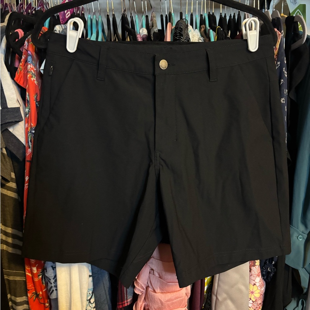 Sleek Black Men's Flat Front Shorts
